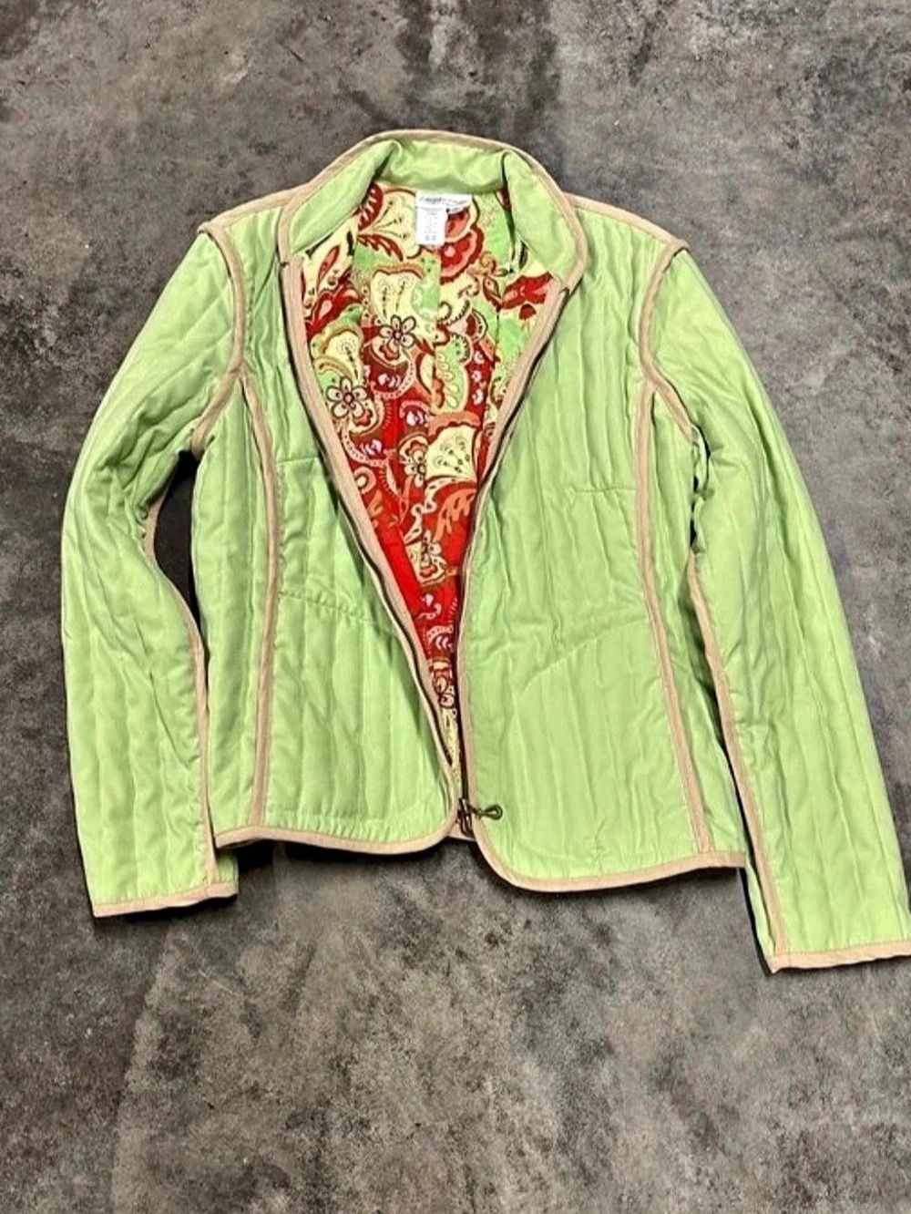 Coldwater Creek Quilted Paisley Jacket in Green & Red Size Small